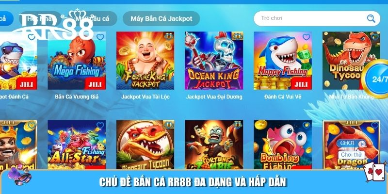 Chủ đề bắn cá RR88 đa dạng và hấp dẫn